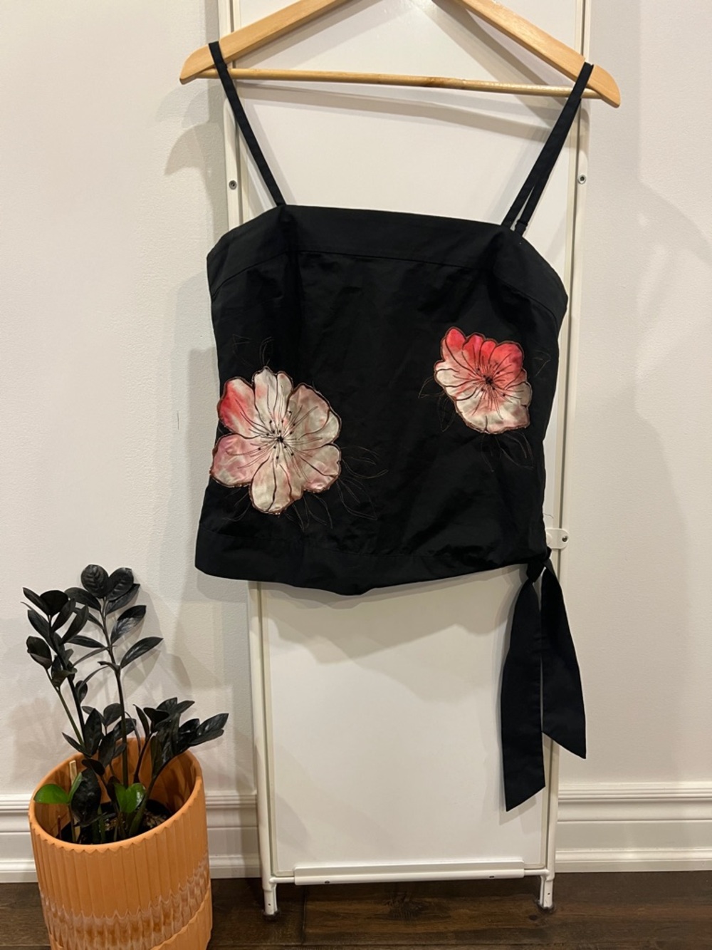 2 for $20 Y2K Black Floral Embroidered Tank Top